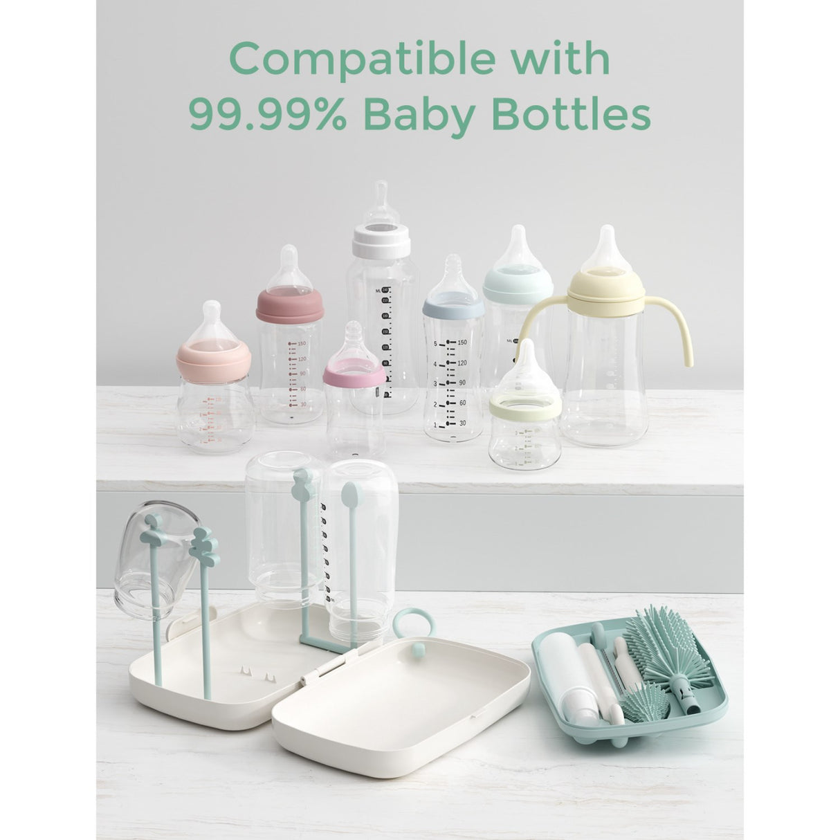 Momcozy Green 7 In 1 Baby Flaske Børste Sæt