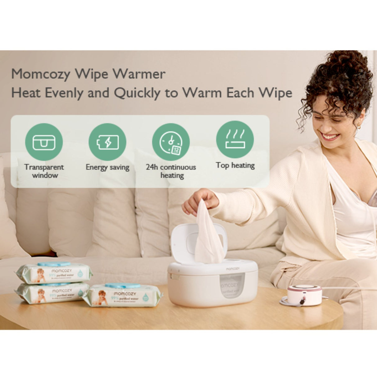 Momcozy Large Capacity Baby Wipe Warmer- EU Version