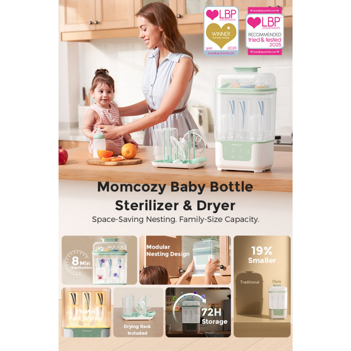 Momcozy BS04 4-in-1 Flaske Sterilisator Og Tørrer