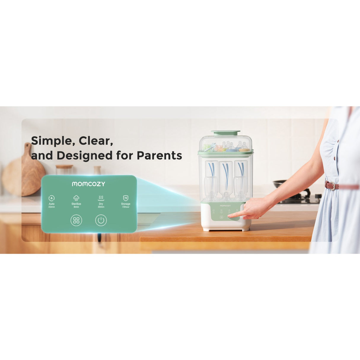 Momcozy BS04 4-in-1 Flaske Sterilisator Og Tørrer