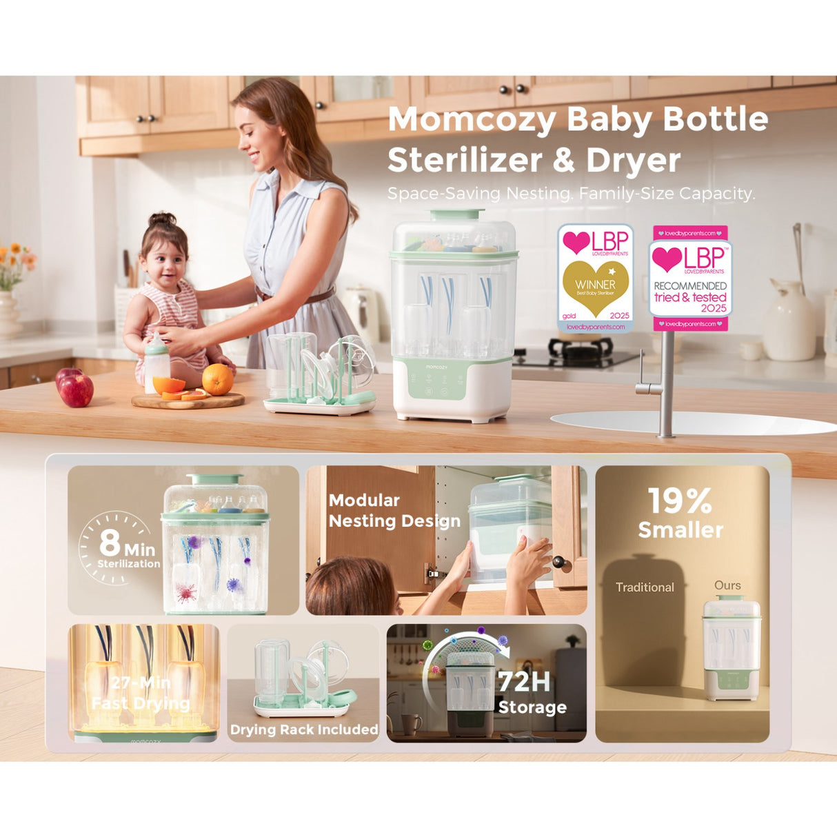 Momcozy BS04 4-in-1 Flaske Sterilisator Og Tørrer