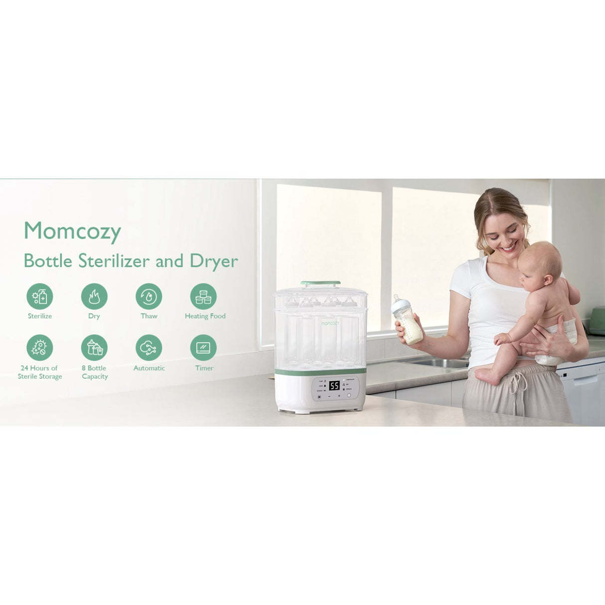 Momcozy 8-in-1 Elektrisk Damp Baby Flaske Sterilisator
