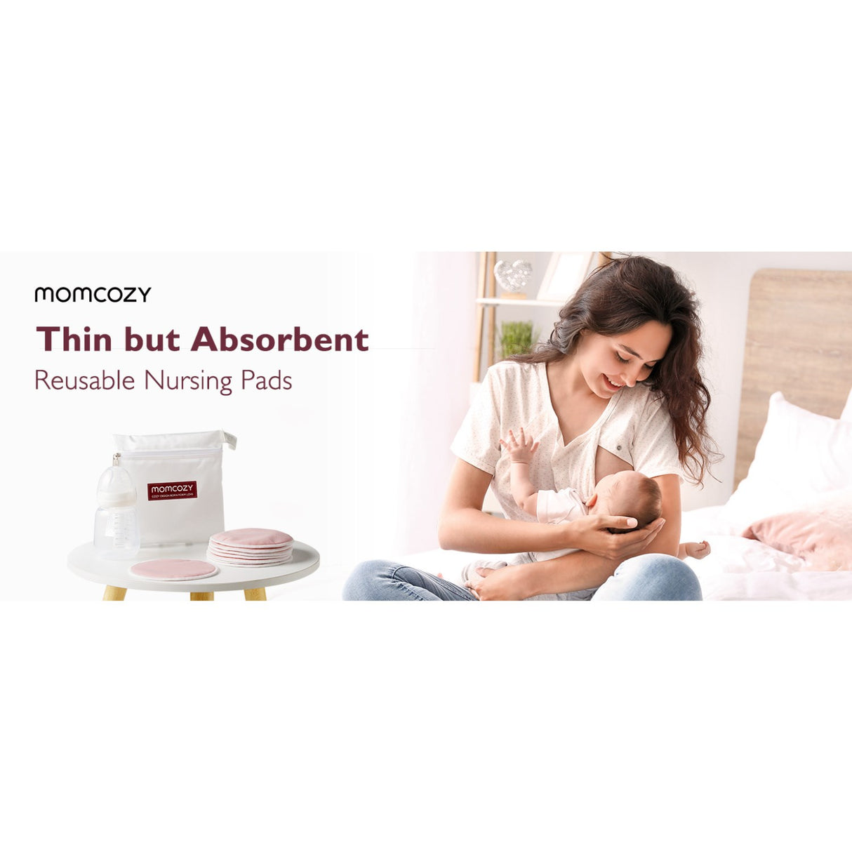 Momcozy Natural Reusable Ammebrikker 6-Pak Tynd