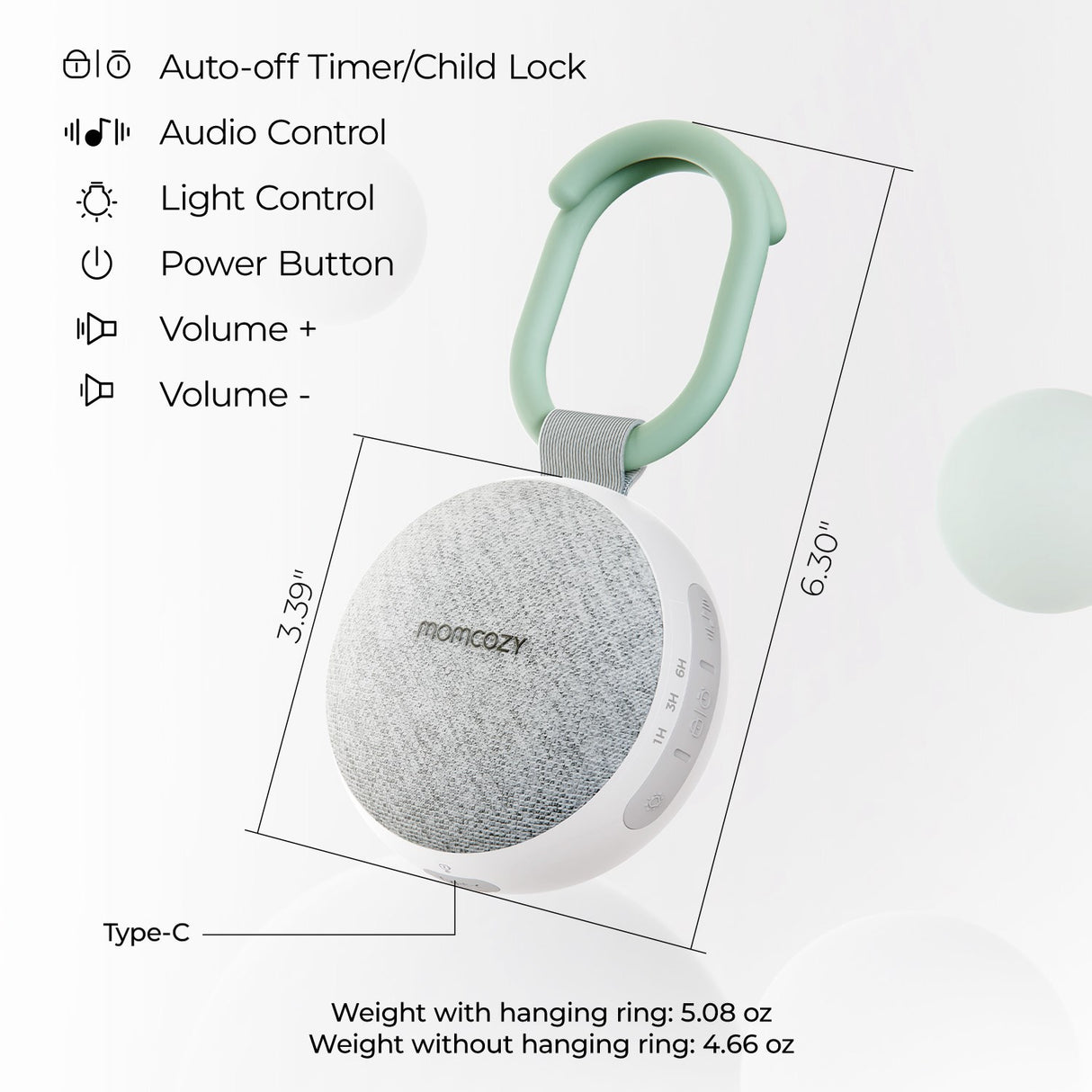 Momcozy Portable Sound Maskine Med Natlys