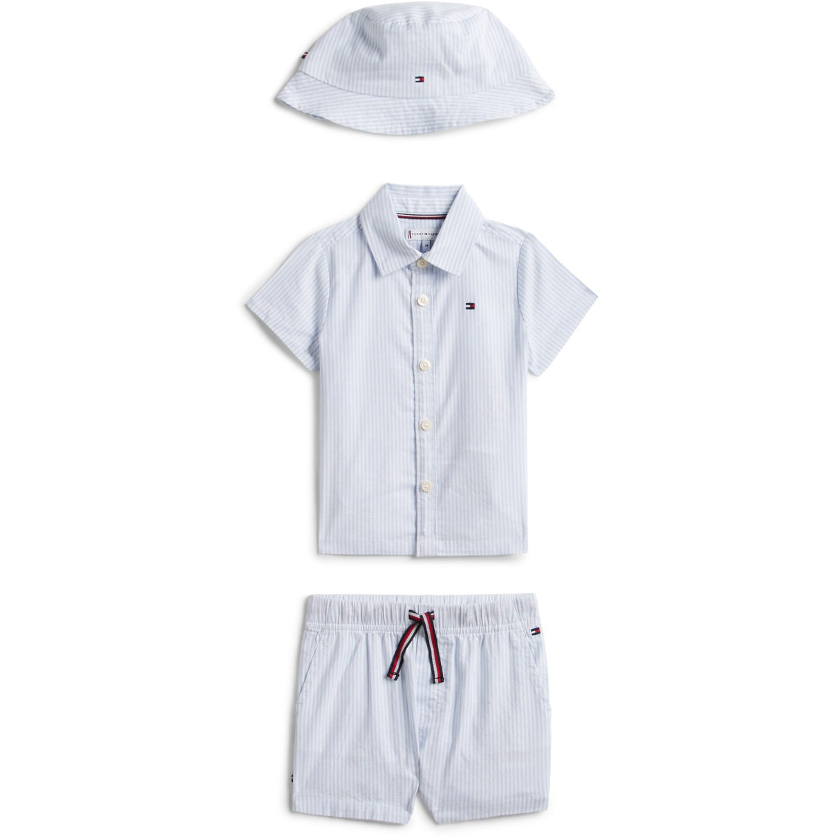 Tommy Hilfiger Blue Stripe Ithaca Kort Skjorte Hue Giftbox