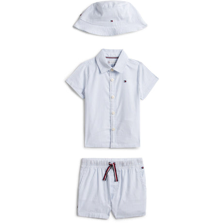 Tommy Hilfiger Blue Stripe Ithaca Kort Skjorte Hue Giftbox