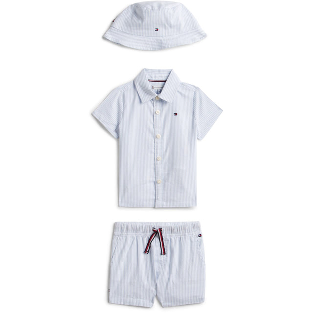 Tommy Hilfiger Blue Stripe Ithaca Kort Skjorte Hue Giftbox