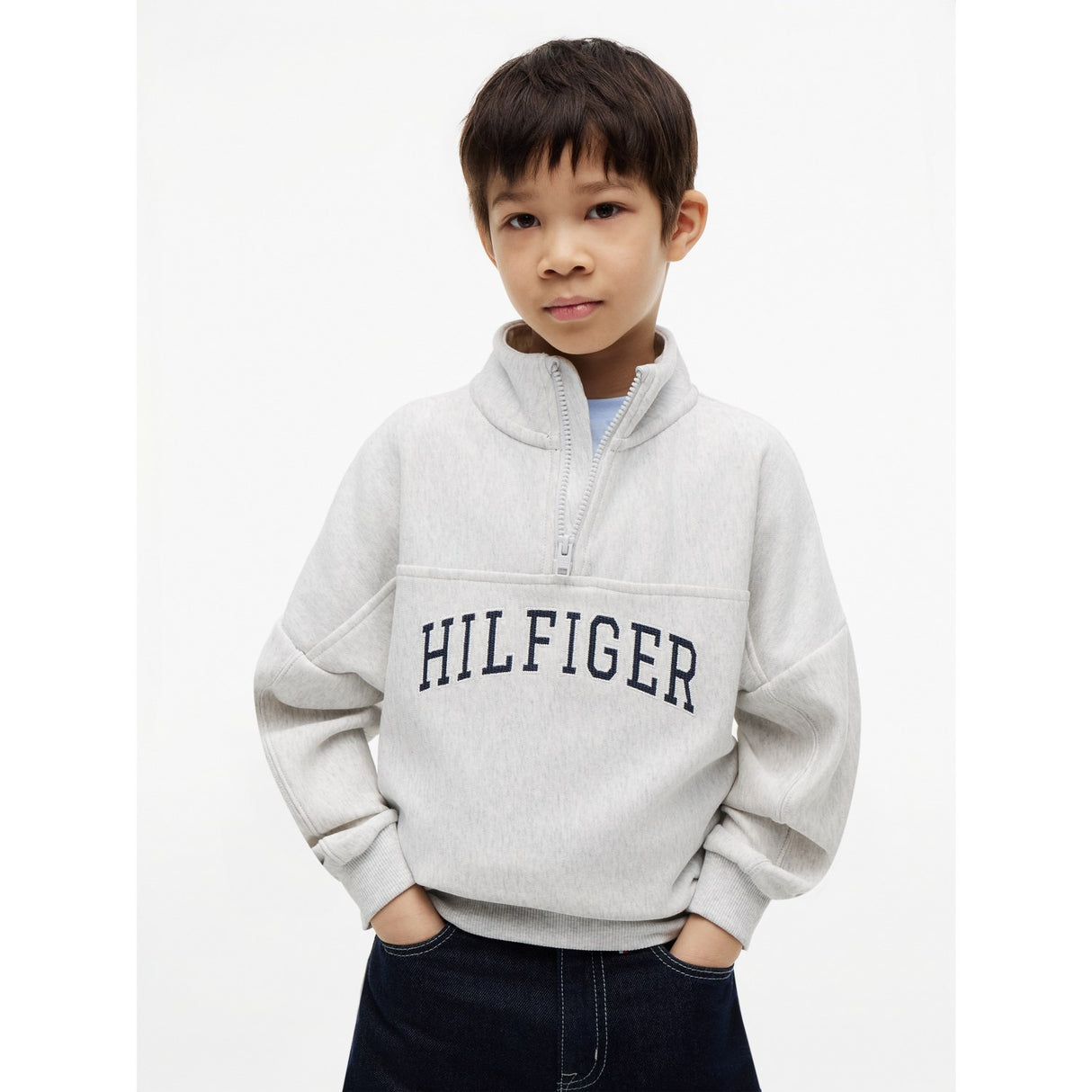 Tommy Hilfiger Light Grey Heather Hilfiger Varsity Zip Sweatshirt