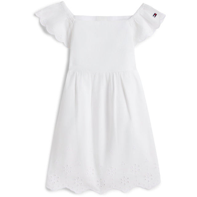 Tommy Hilfiger White Broiderie Anglaise Kjole S/S
