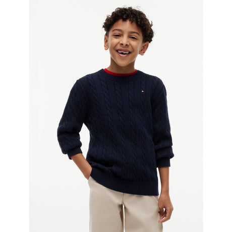 Tommy Hilfiger Dark Night Navy Bomuld Cable Sweater