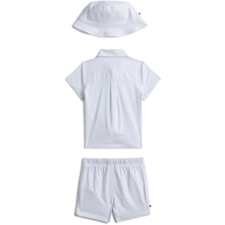 Tommy Hilfiger Blue Stripe Ithaca Kort Skjorte Hue Giftbox