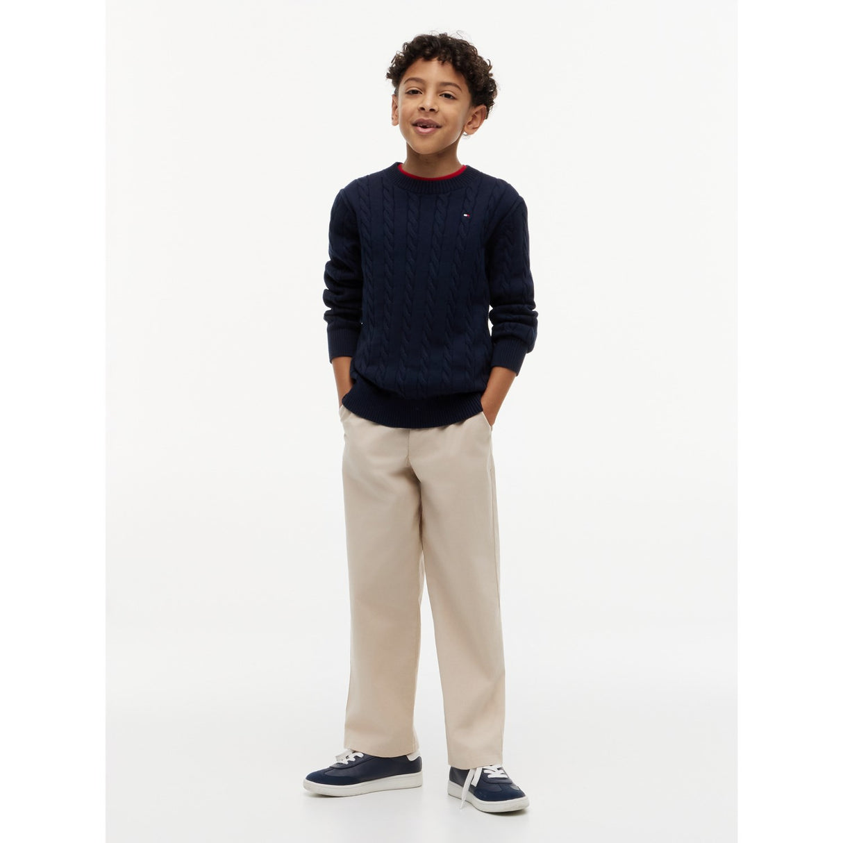 Tommy Hilfiger Dark Night Navy Bomuld Cable Sweater