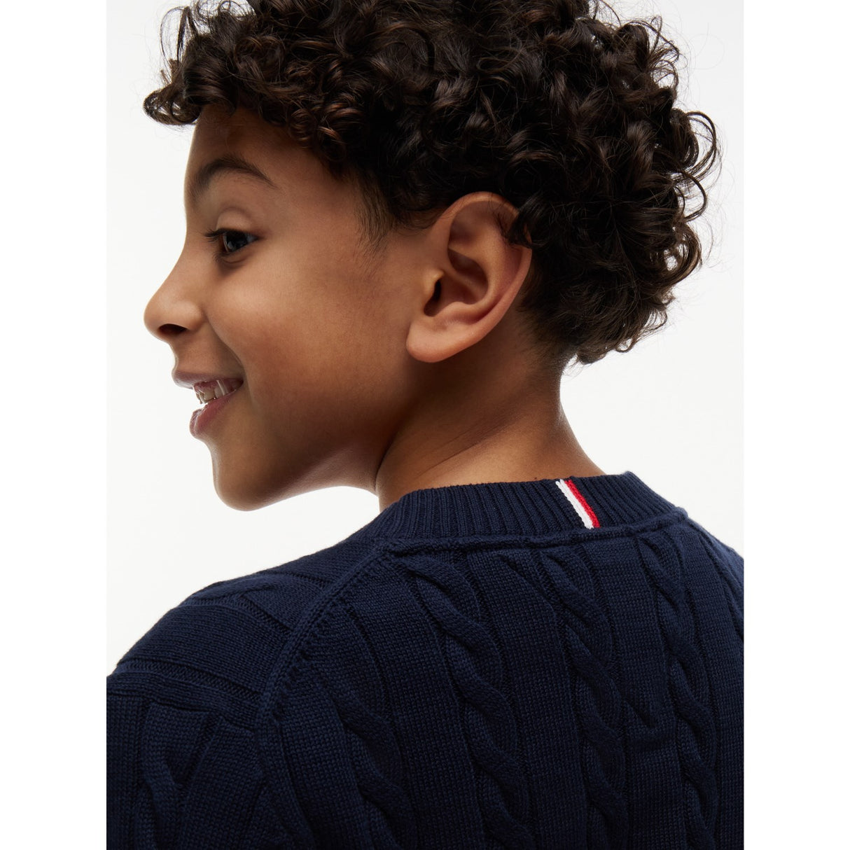 Tommy Hilfiger Dark Night Navy Bomuld Cable Sweater
