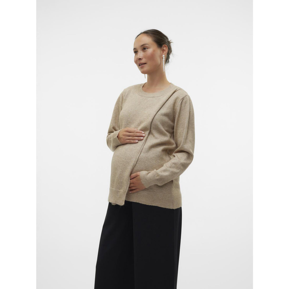 Mama;licious Natural Melange Mlnewanne Iris L/S Strik Top 2F Noos