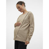 Mama;licious Natural Melange Mlnewanne Iris L/S Strik Top 2F Noos
