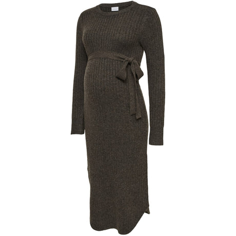 Mama;licious Hot Fudge Melange Mlelin L/S Strik Midi Kjole