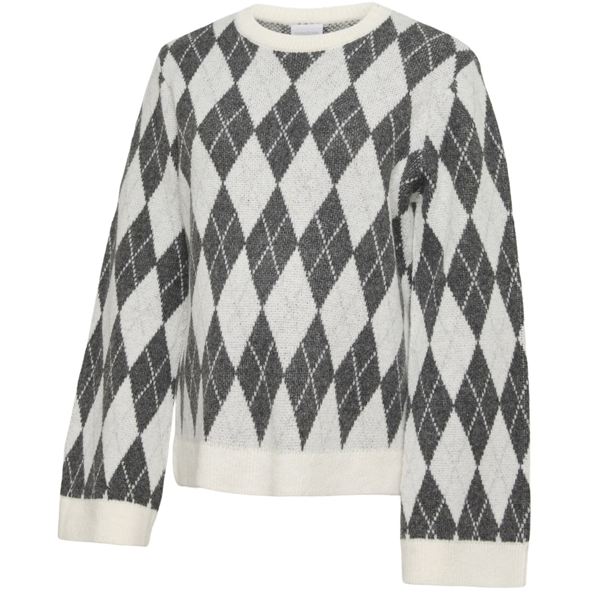 Mama;licious Birch Light Grey And Medium Grey Mlargyle Vita L/S Strik Top 2F