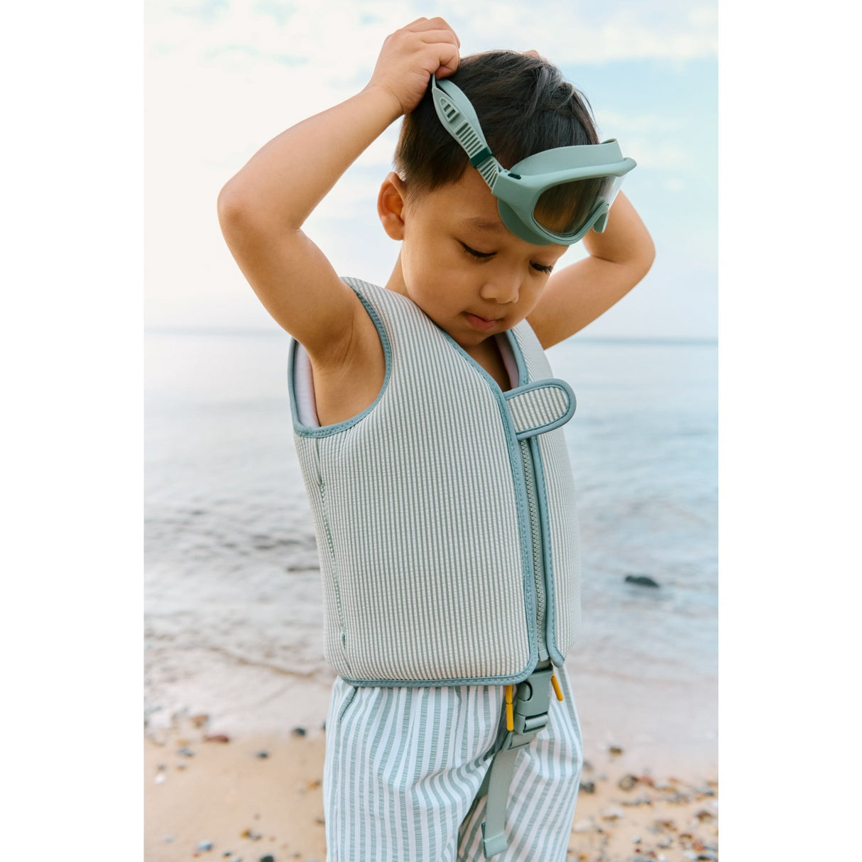 LIEWOOD Stripe Peppermint / Crisp White Duke Stripe Badeshorts