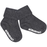 Gobabygo Dark Grey Melange Non Slip Strømper Organic Bomuld
