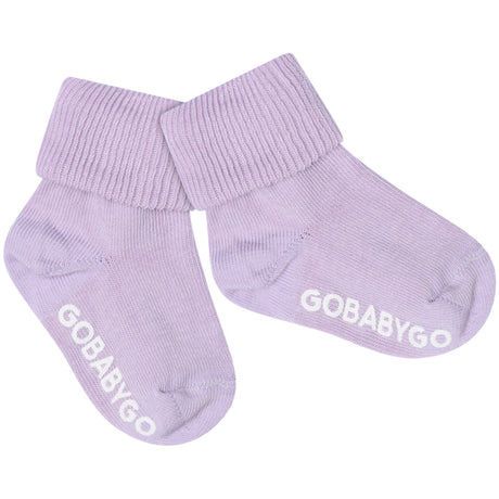 Gobabygo Cloud Lilac Non Slip Strømper Organic Bomuld