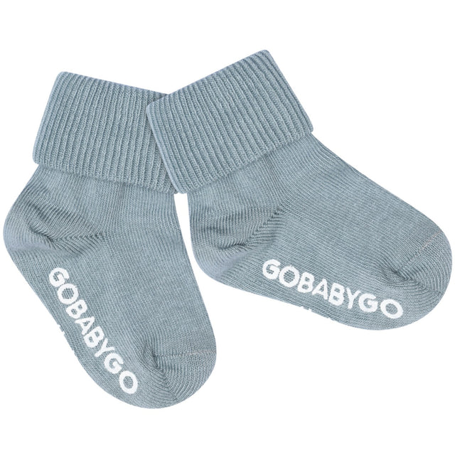 Gobabygo Dusty Blue Non Slip Strømper Organic Bomuld