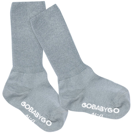 Gobabygo Dusty Blue Non Slip Strømper Organic Bomuld