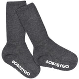 Gobabygo Dark Grey Melange Non Slip Strømper Organic Bomuld