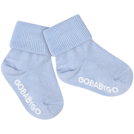 Gobabygo Sky Blue Non Slip Strømper Organic Bomuld