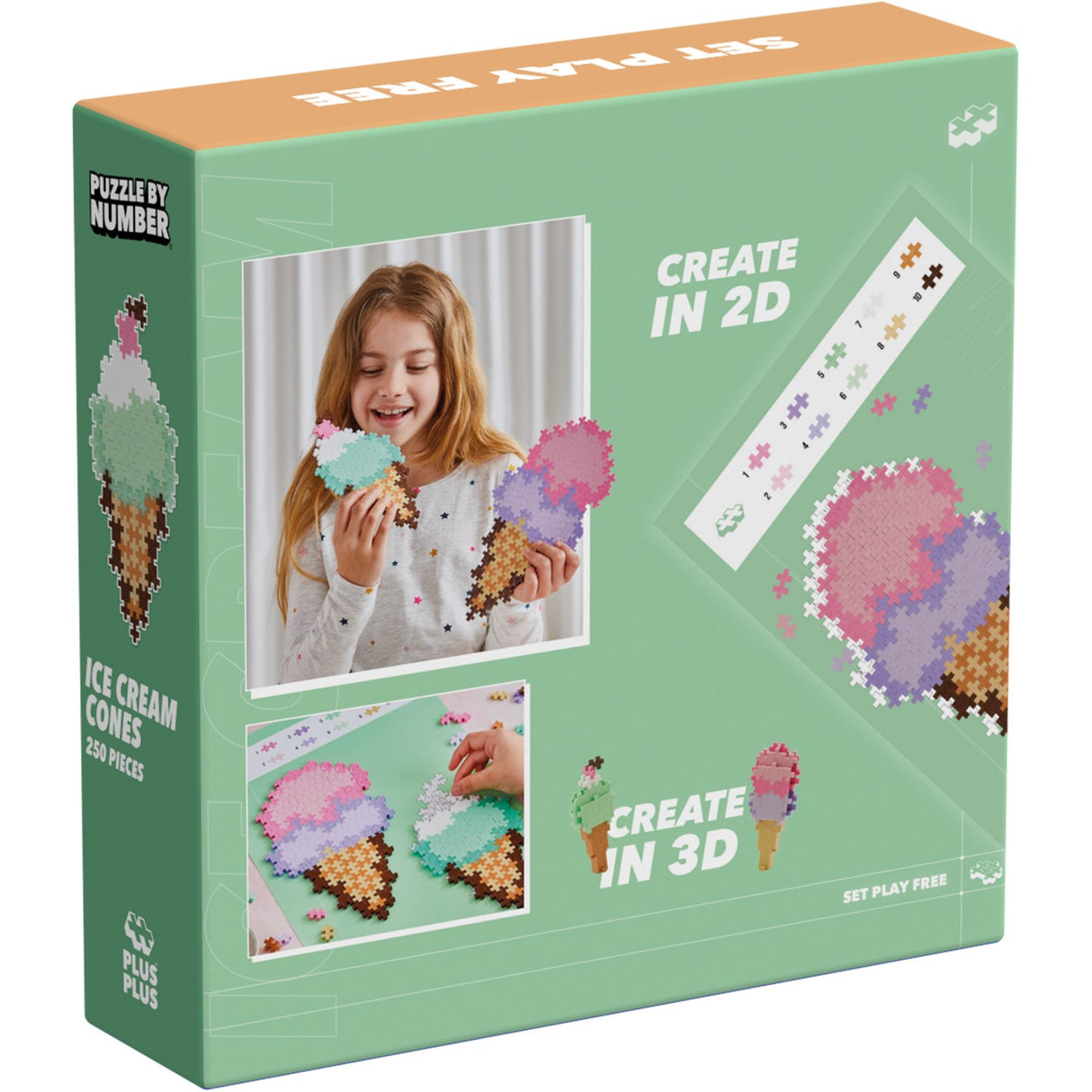 Plus-Plus Puslespil By Number Ice Cream Cones 250pcs