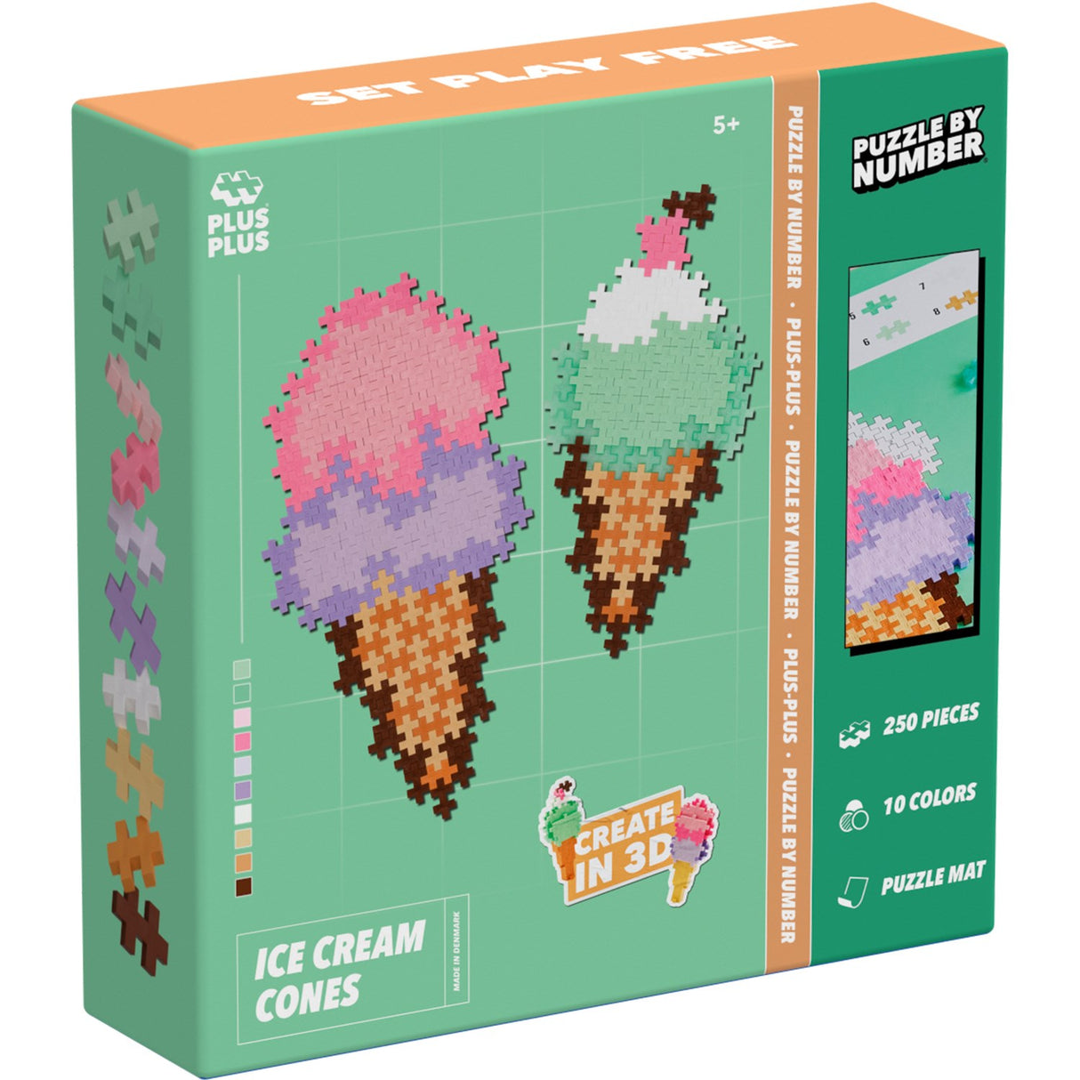 Plus-Plus Puslespil By Number Ice Cream Cones 250pcs