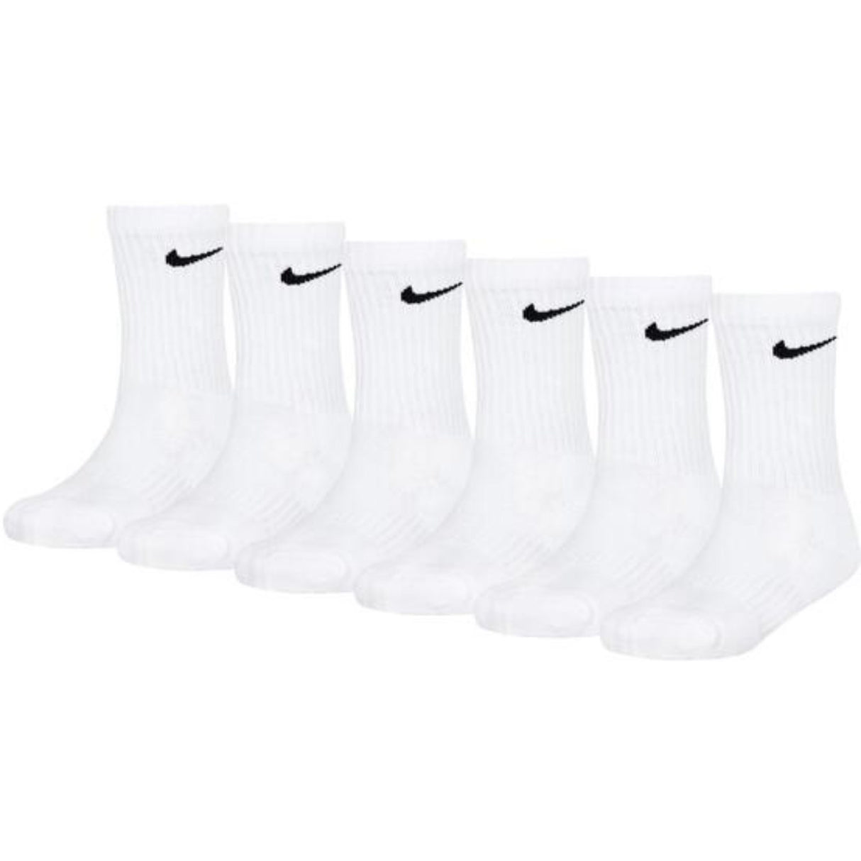 NIKE White Nike Df Perf Basic Crew 6-Pak Strømper