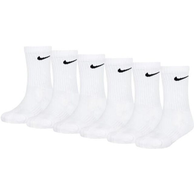 NIKE White Nike Df Perf Basic Crew 6-Pak Strømper