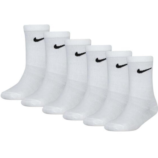 NIKE White Nike Colorful Pak Crew 6-Pak Strømper