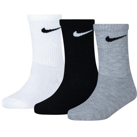 NIKE White/Dark Gray Heather Basic Crew 3-Pak Strømper