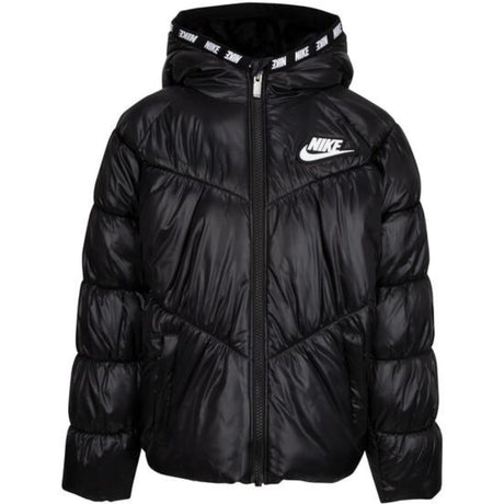 NIKE Black Chevron Cinched Puffer Jakke