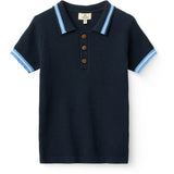COPENHAGEN COLORS Navy, Blue, Cream Comb. Strikket Pattern Polo
