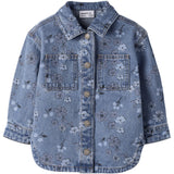 Name It Medium Blue Denim Flower Nmfjoy Dnm AOP Jakke 2633-Im