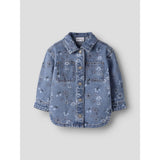 Name It Medium Blue Denim Flower Nmfjoy Dnm AOP Jakke 2633-Im