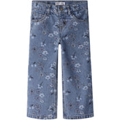 Name It Medium Blue Denim Flower Nmfrose Wide AOP Jeans 2633-Im