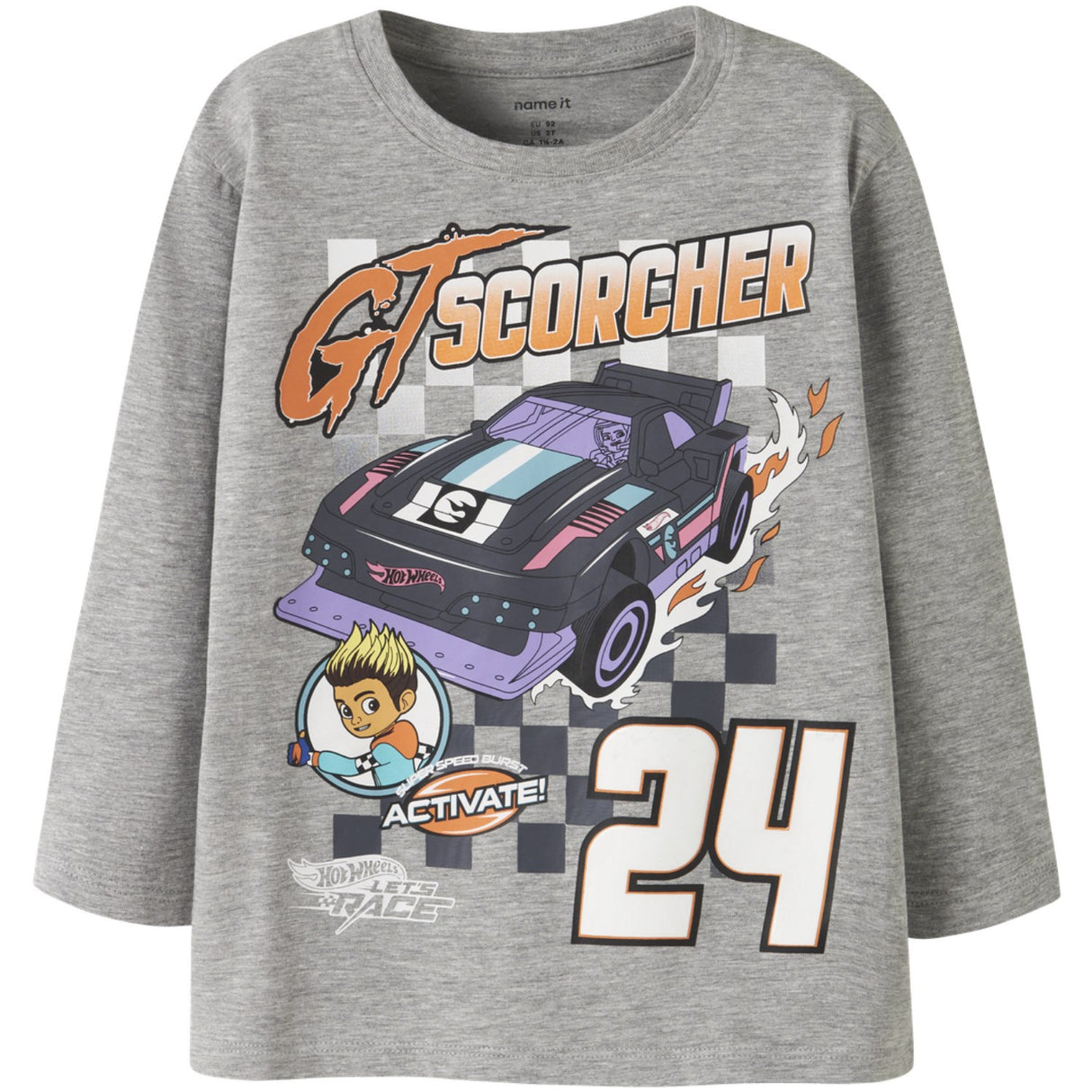 Name It Grey Melange Nmmsteven Hotwheels Ls Nreg Top Mat