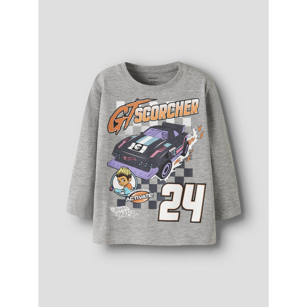 Name It Grey Melange Nmmsteven Hotwheels Ls Nreg Top Mat