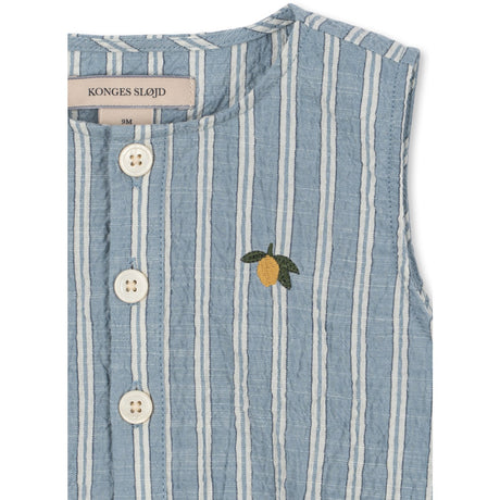 Konges Sløjd Trio Bleu Stripe Elliot Romper Gots