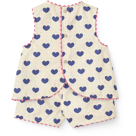 COPENHAGEN COLORS x Luksusbaby Heart Aop Ocean Heart and Dots Bluse m/Shorts Sæt