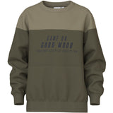 Name It Olive Night Game On Nkmvemil Ls Nreg Sweat Bru
