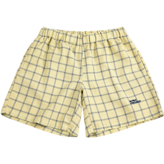 Bobo Choses Yellow Spicy Window Pane Woven Bermuda Shorts