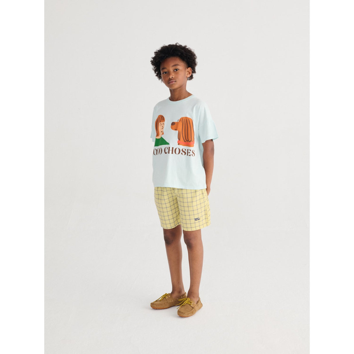 Bobo Choses Yellow Spicy Window Pane Woven Bermuda Shorts