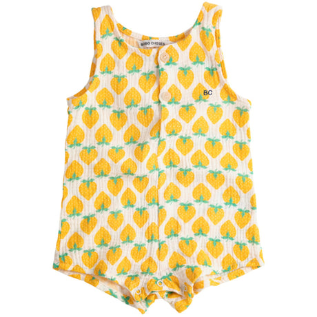 Bobo Choses White Strawberry All Over Woven Playsuit