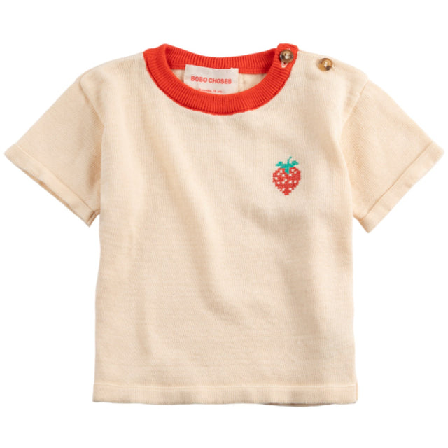 Bobo Choses White Pixel Strawberry Strikket T-Shirt