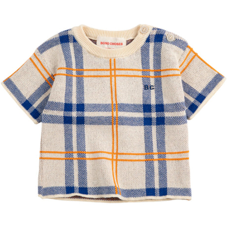 Bobo Choses White Fun Tartan Strikket T-Shirt