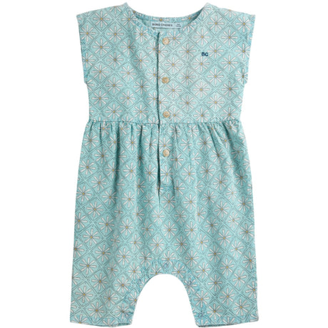 Bobo Choses Light Blue Daisy Mosaic All Over Woven Overall